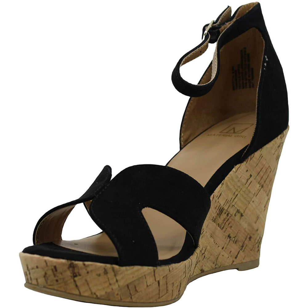 Material Girl Bretta Wedge Sandals Manmade Black 8.5M